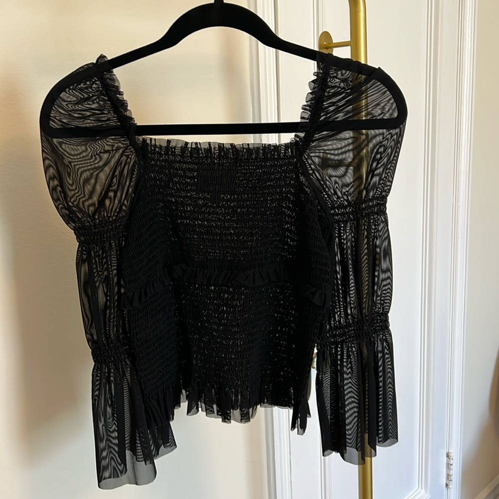 Cinq a Sept black ruffled top. Small. Great condition